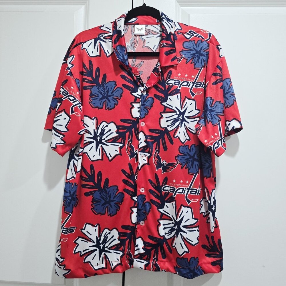 Washington Capitals - XL Hawaiian Shirt Idegy NHL Beach Cruise Red Blue